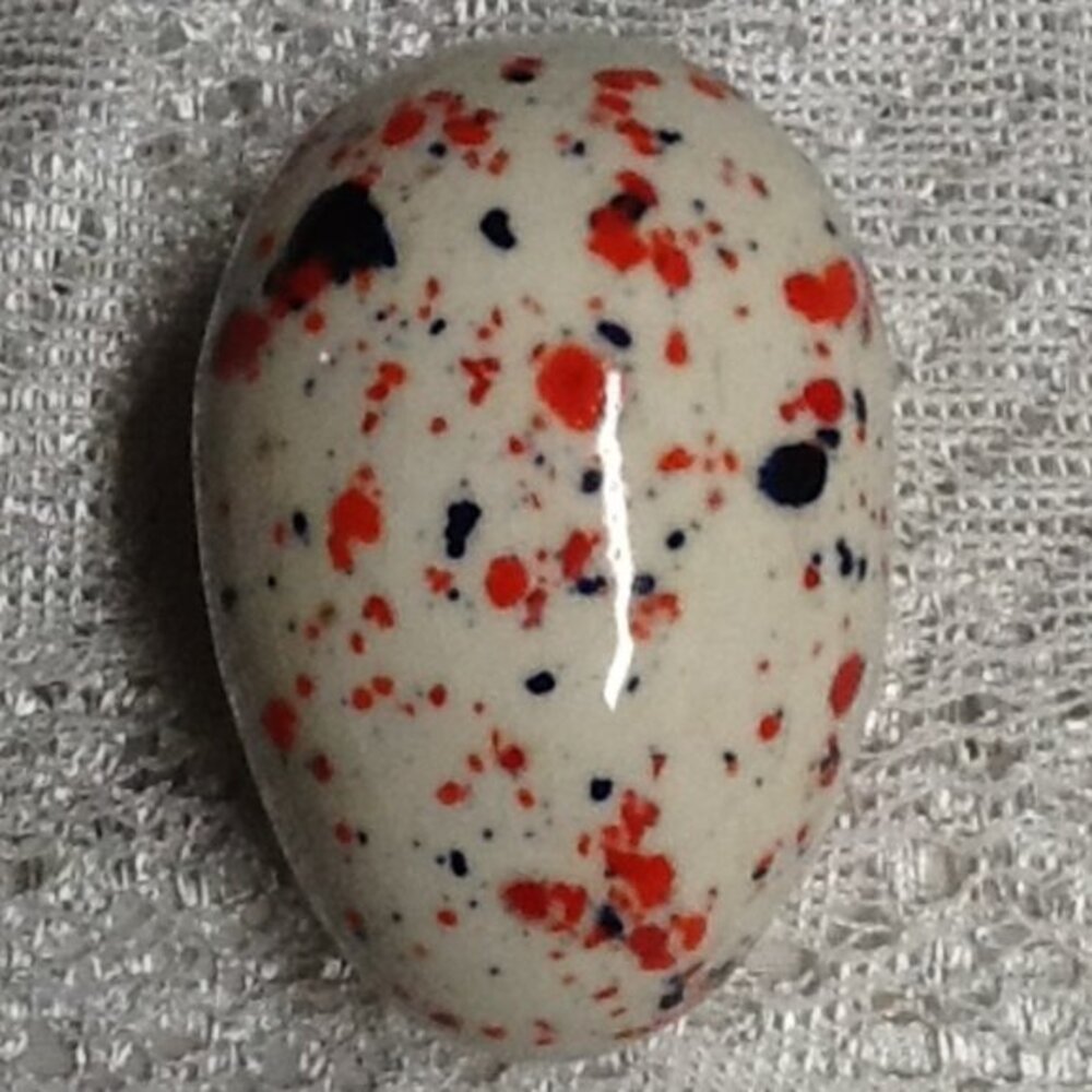 red, white and blue ceramic egg H 34